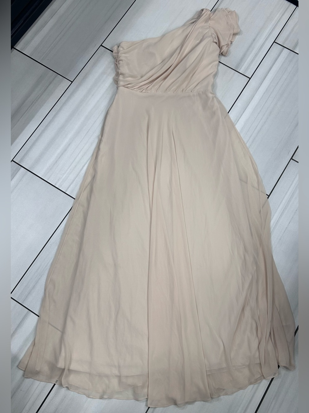 Dessy Collection Vivian Diamond Style 2885 Bridesmaid Dress Palomino Size 14